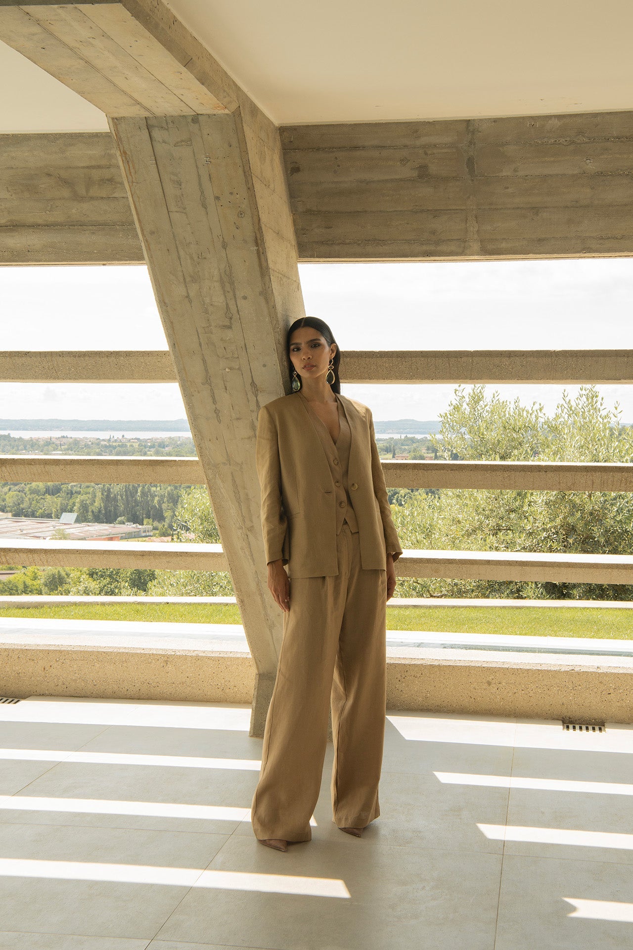 Blazer color sabbia in lino - Eufonia