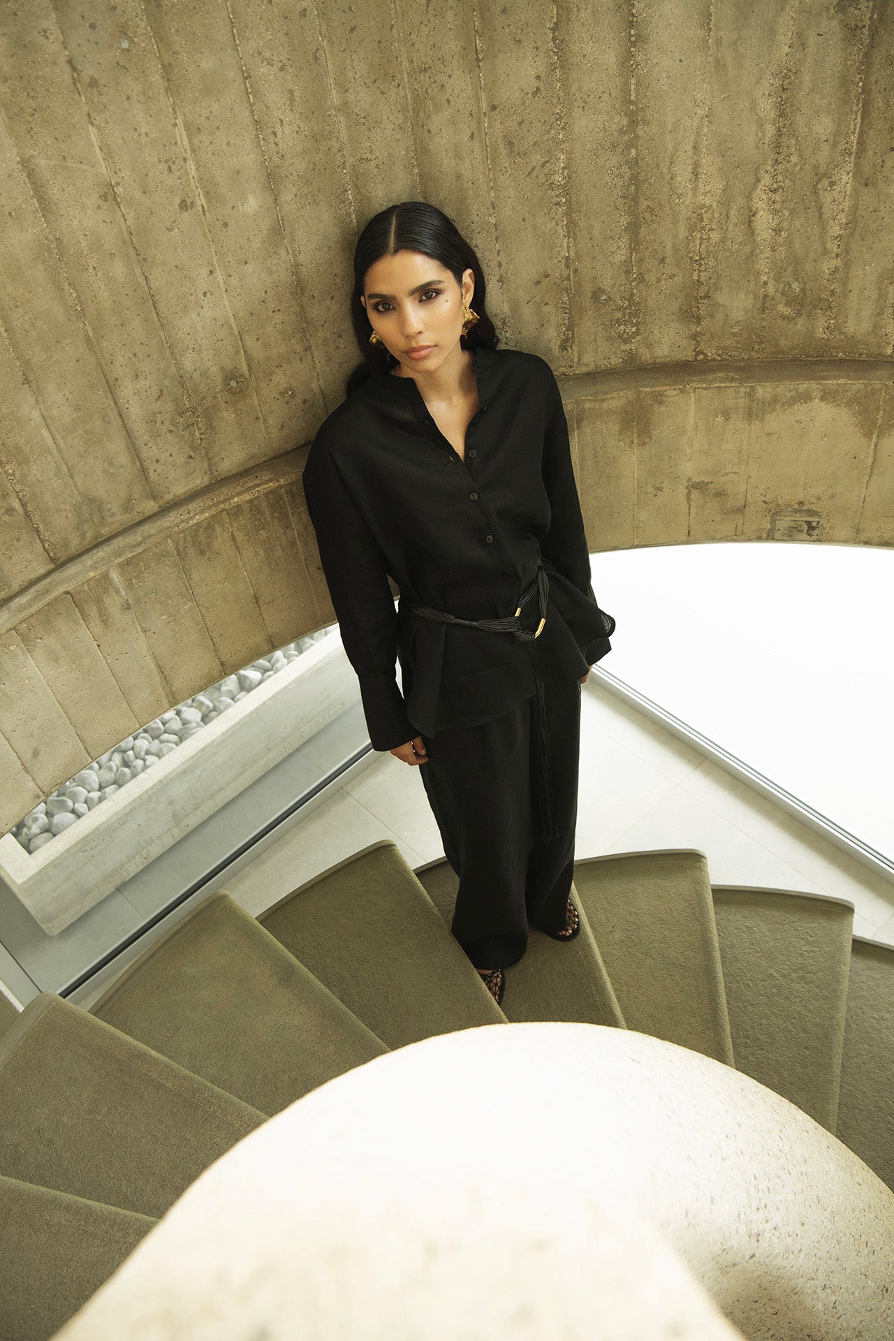 Camicia in lino con inserto in maglia - Eufonia