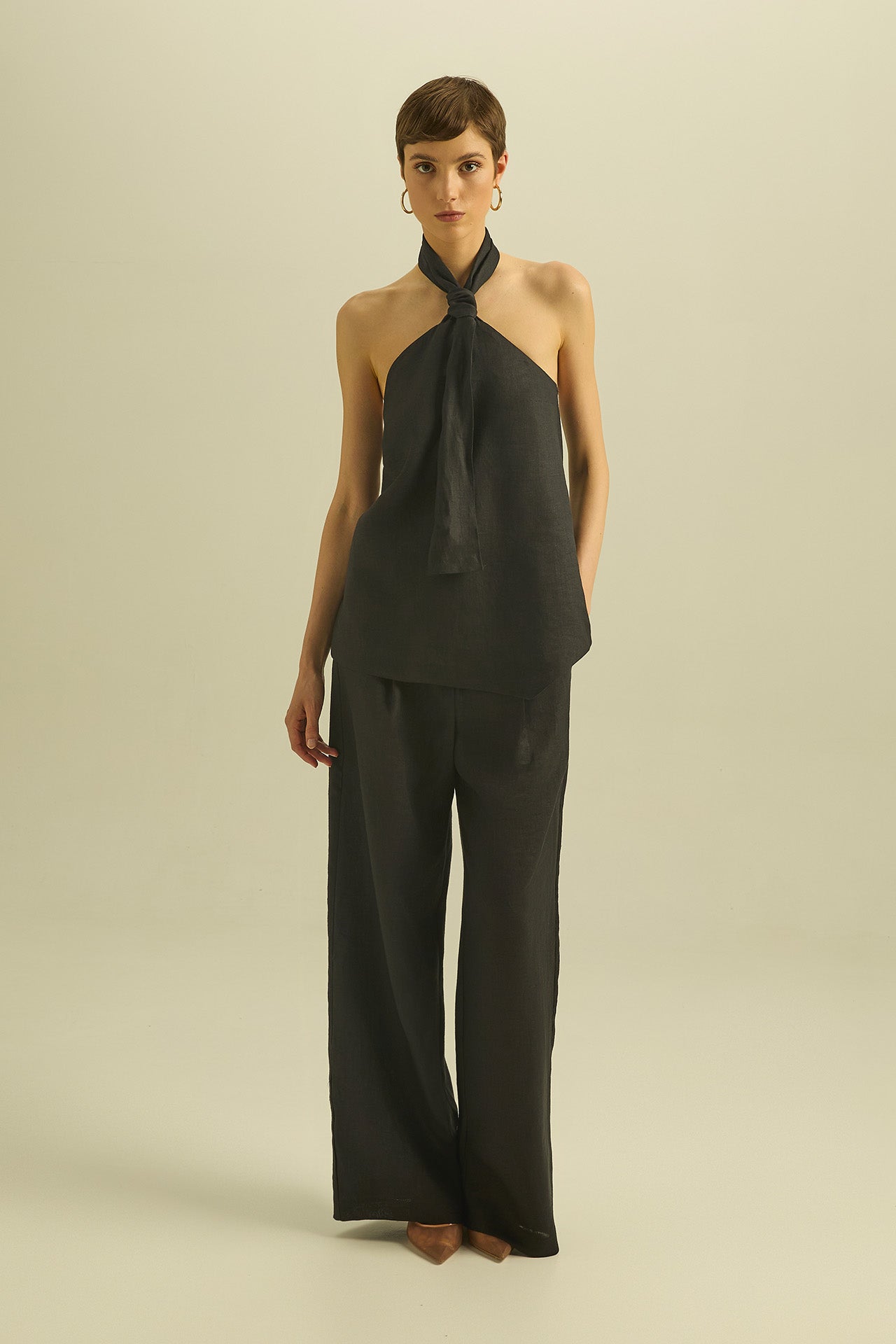 Top in lino con foulard - Eufonia