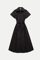 Abito lungo chemisier stile kimono con cintura