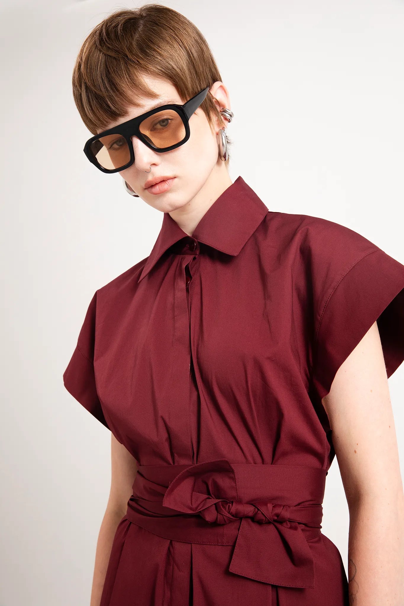 Abito lungo chemisier stile kimono con cintura - Eufonia