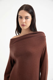 Abito lungo in maglia di lana con maxi collo morbido - Eufonia