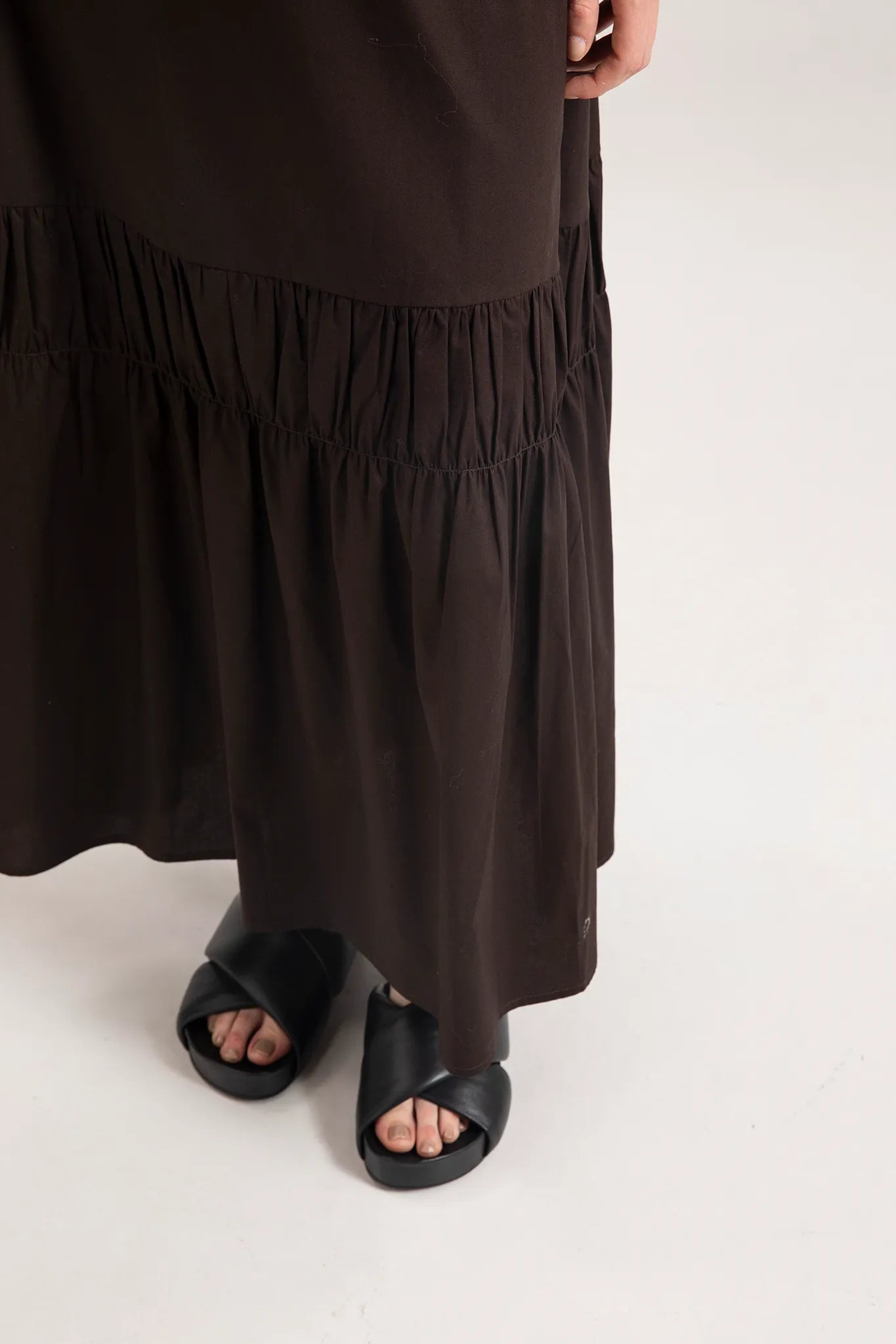 Abito lungo in popeline con spalline incrociate - Eufonia