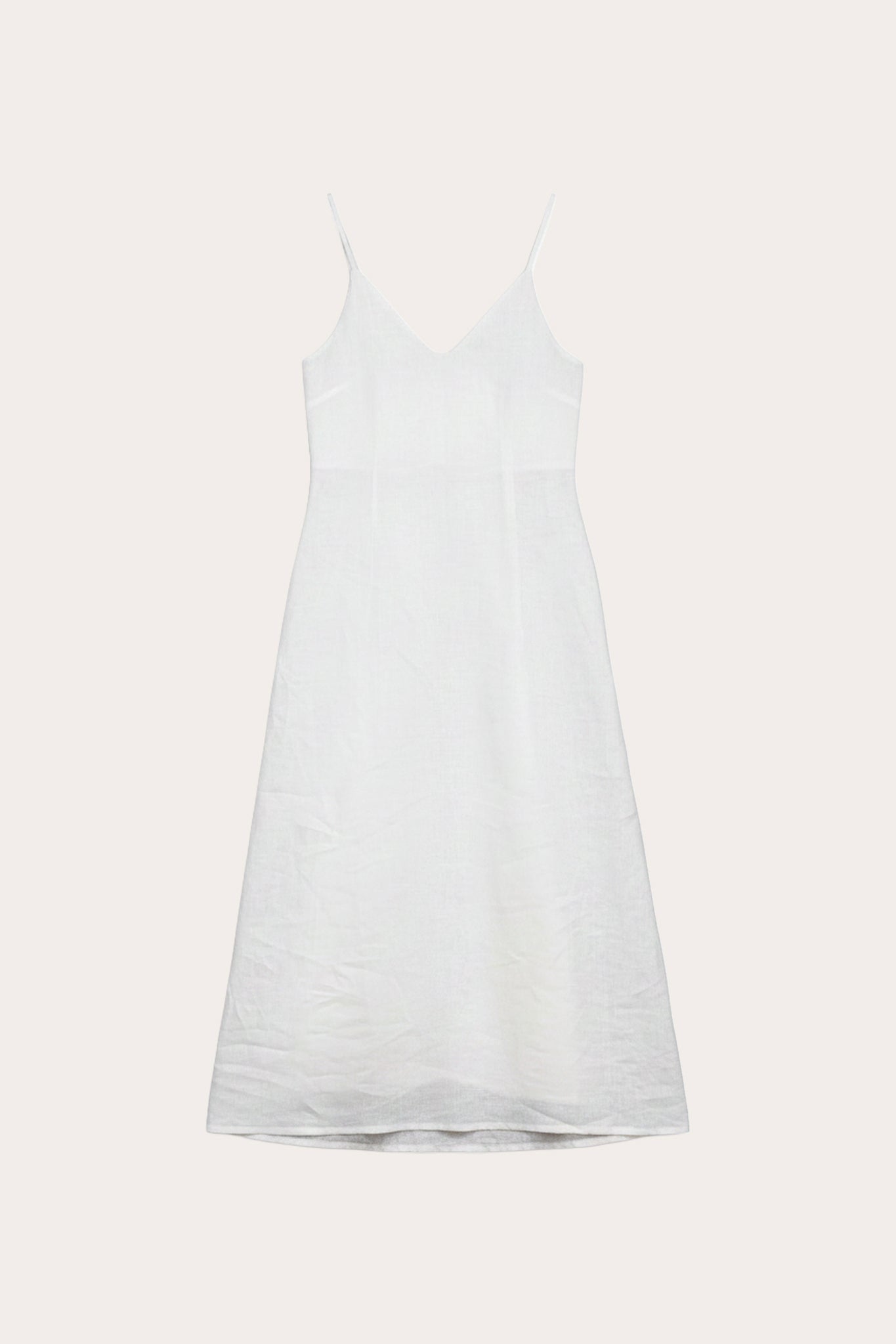 Abito lungo in puro lino con spalline sottili - Eufonia