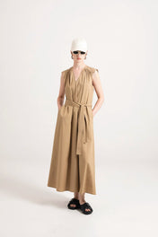 Abito svasato in popeline con scollo a V - Eufonia