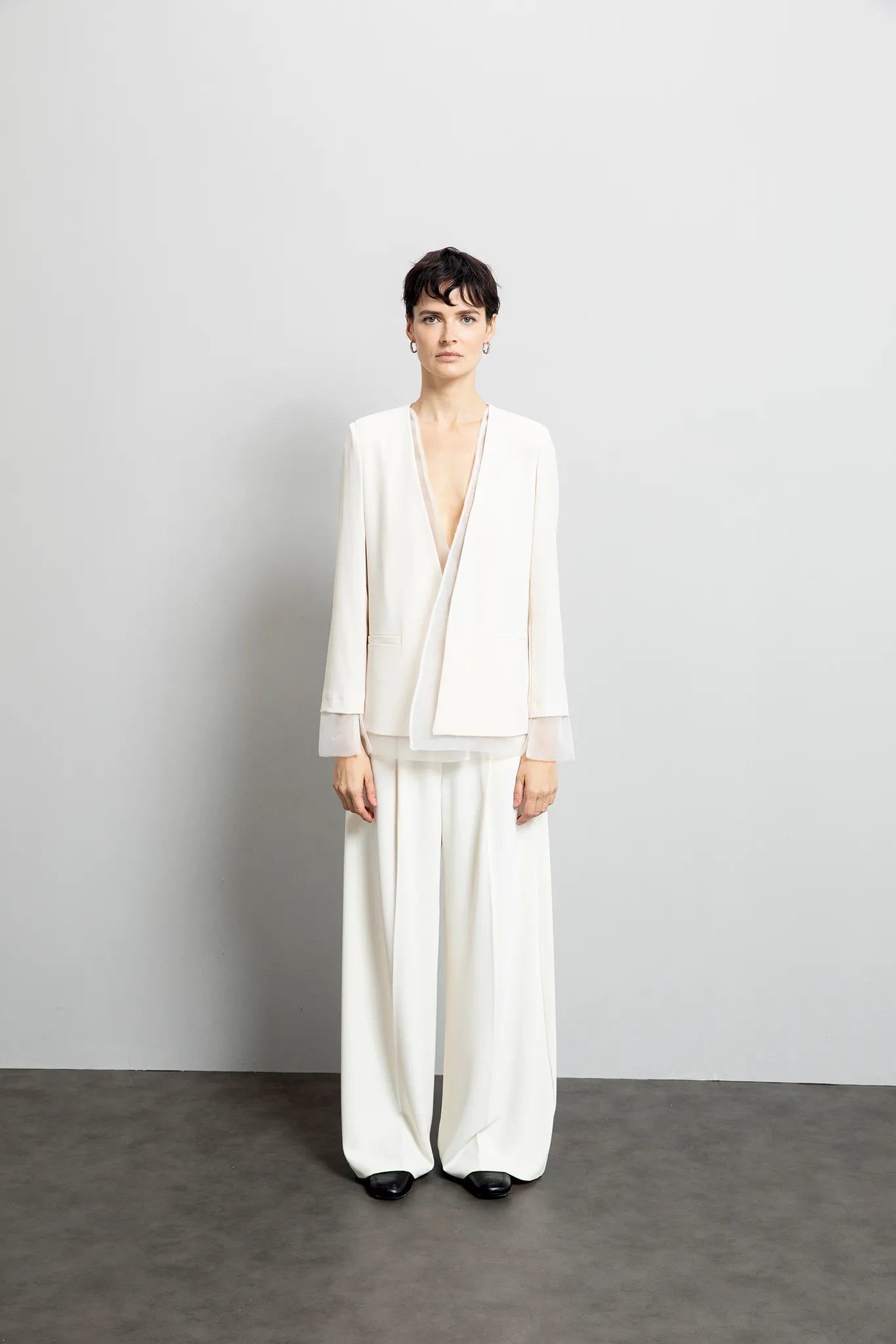 Blazer senza bottoni con inserti in tulle - Eufonia