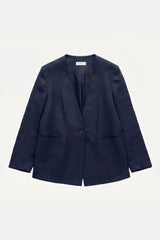Blazer senza collo in puro lino