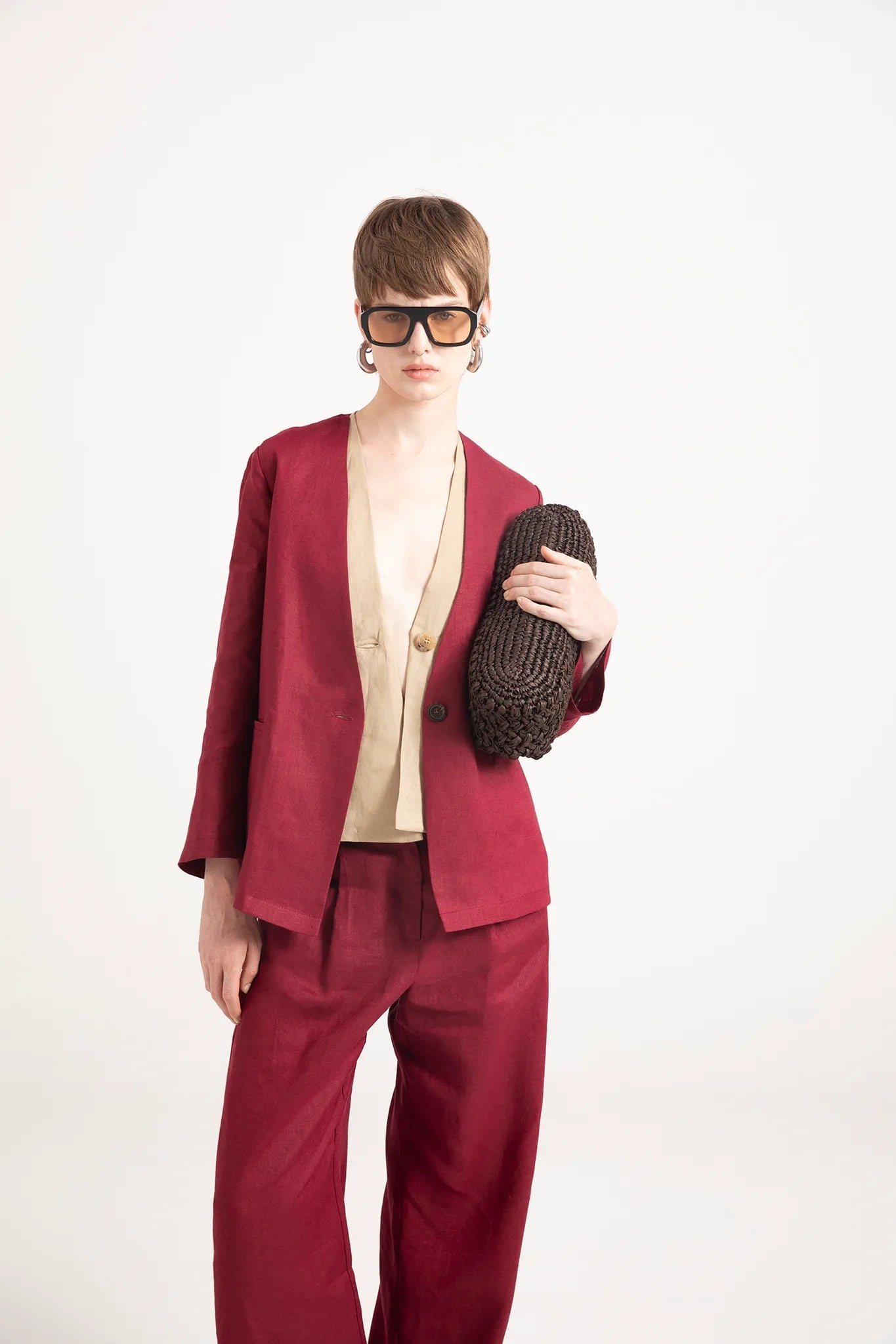 Blazer senza collo in puro lino - Eufonia