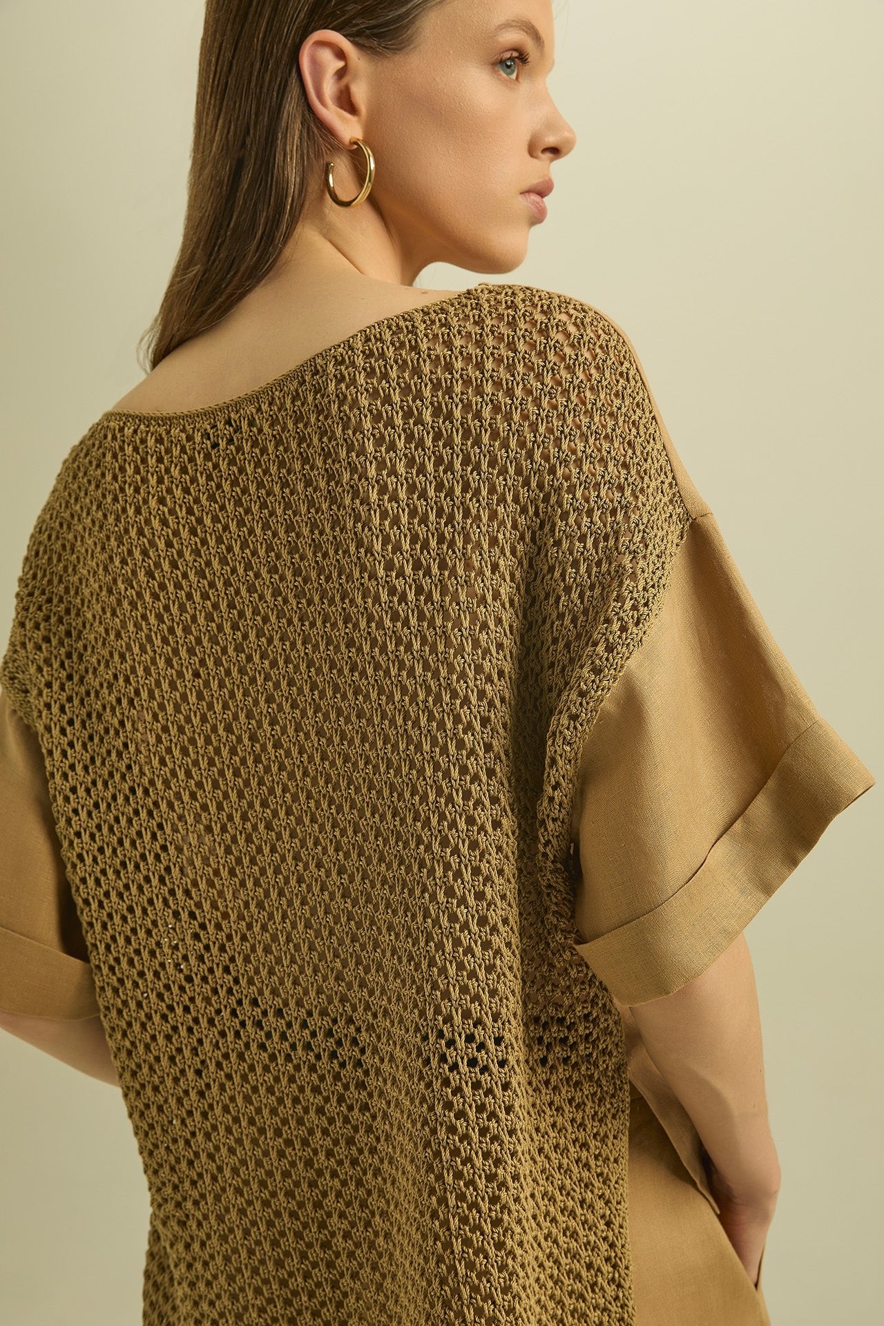 Blusa in lino con schiena in maglia - Eufonia