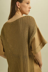 Blusa in lino con schiena in maglia