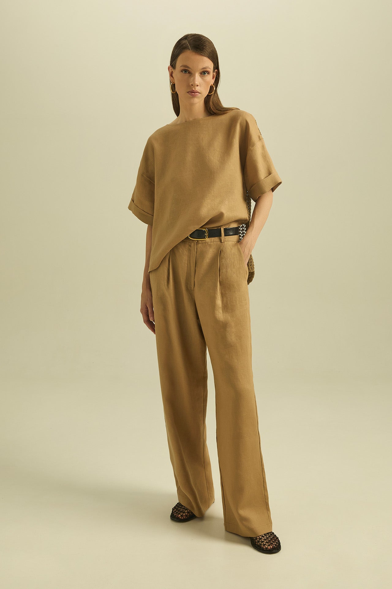 Blusa in lino con schiena in maglia - Eufonia