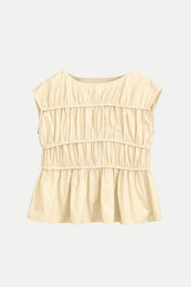 Blusa in popeline di cotone con arricci - Eufonia