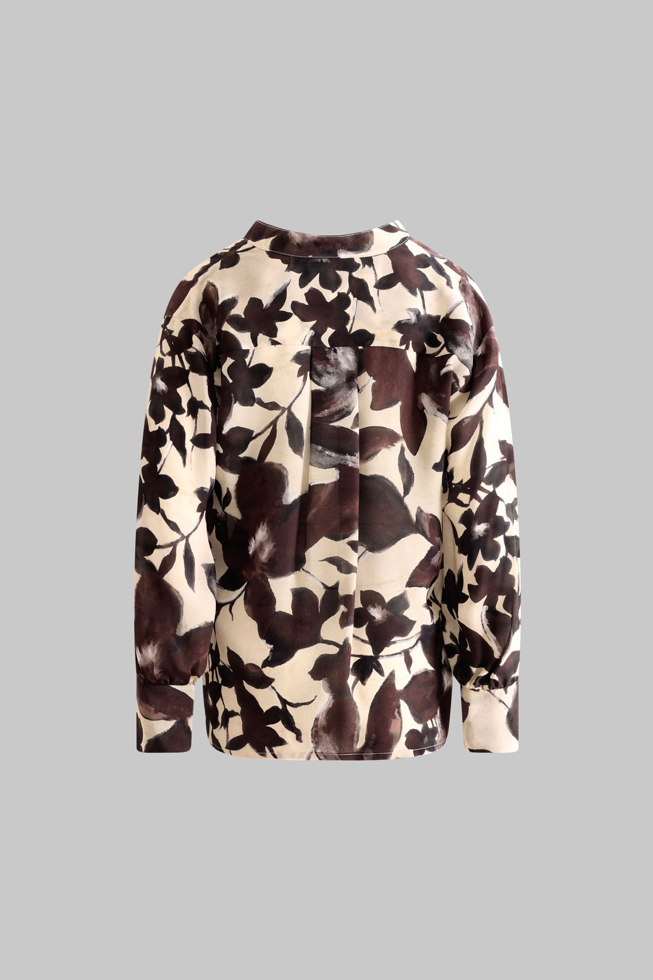 Blusa stampata in viscosa con collo alla coreana e maniche lunghe - Eufonia