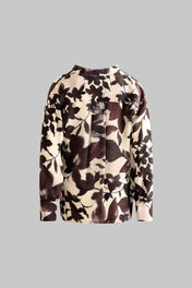 Blusa stampata in viscosa con collo alla coreana e maniche lunghe - Eufonia