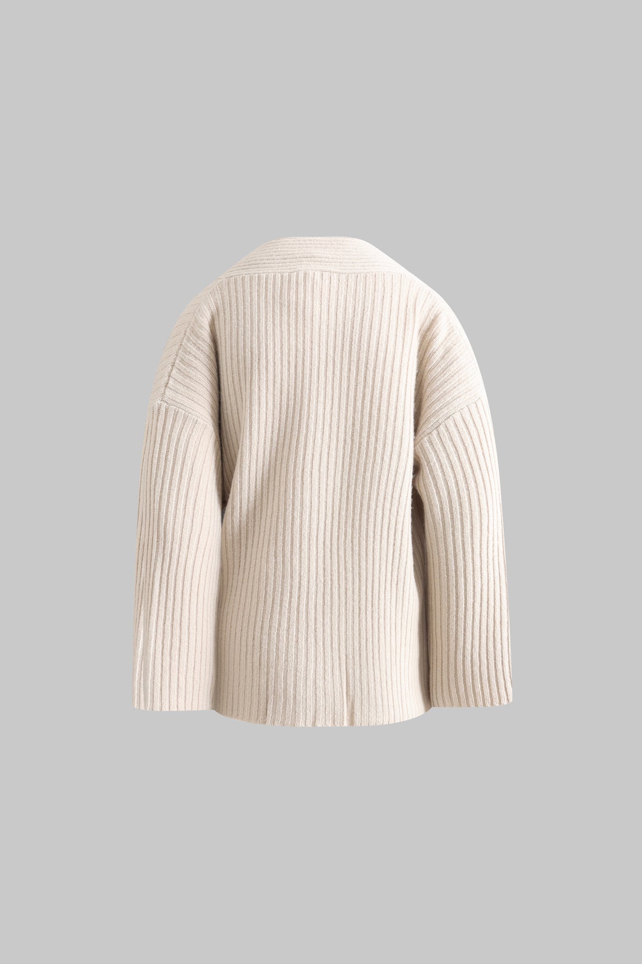 Cardigan a coste in lana e cashmere con laccio - Eufonia