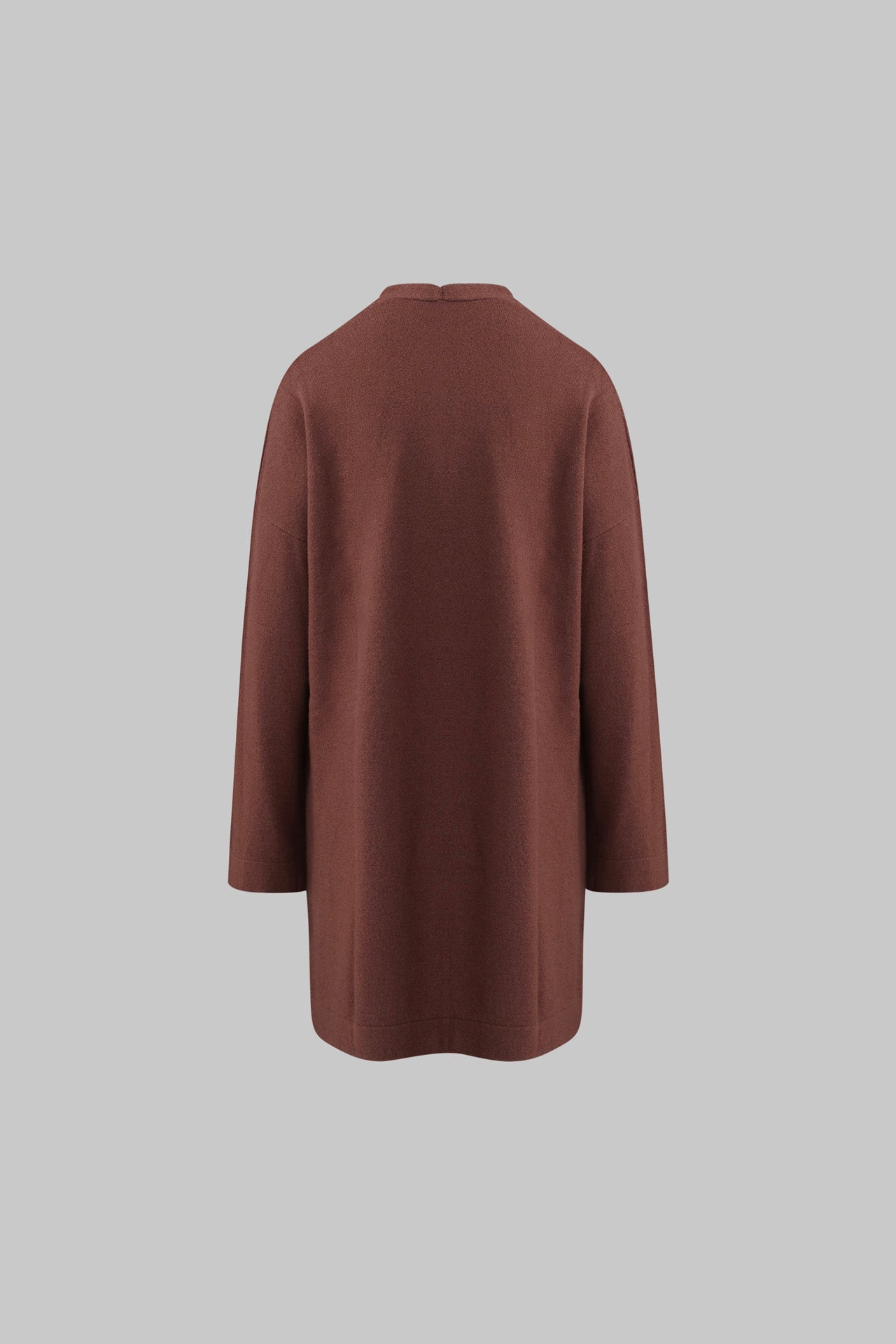 Cardigan lungo aperto in pura lana color cioccolato - Eufonia