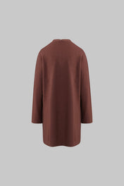 Cardigan lungo aperto in pura lana color cioccolato - Eufonia