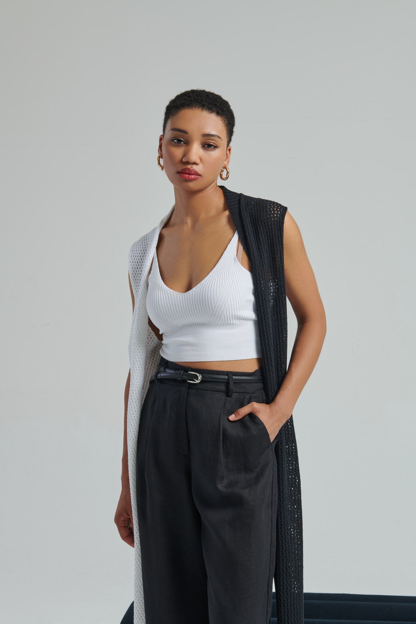 Cardigan traforato bicolor - Eufonia