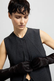 Gilet gessato con chiusura asimmetrica - Eufonia