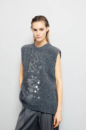 Gilet girocollo con paillettes - Eufonia