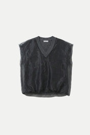Gilet in lana e cashmere con inserto in tulle - Eufonia