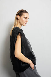 Gilet in lana e cashmere con inserto in tulle - Eufonia