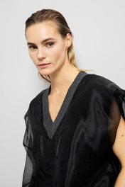 Gilet in lana e cashmere con inserto in tulle - Eufonia