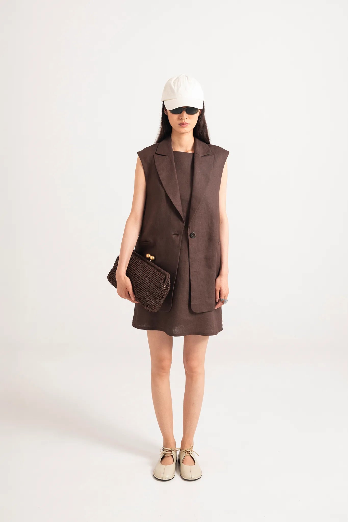 Gilet lungo smanicato in puro lino - Eufonia