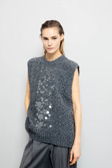 Gilet girocollo con paillettes