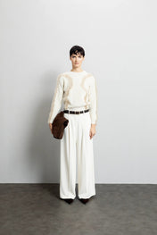 Maglia girocollo con ruches in organza - Eufonia