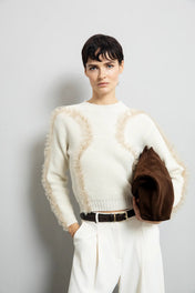 Maglia girocollo con ruches in organza - Eufonia