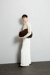 Maglia girocollo con ruches in organza - Eufonia