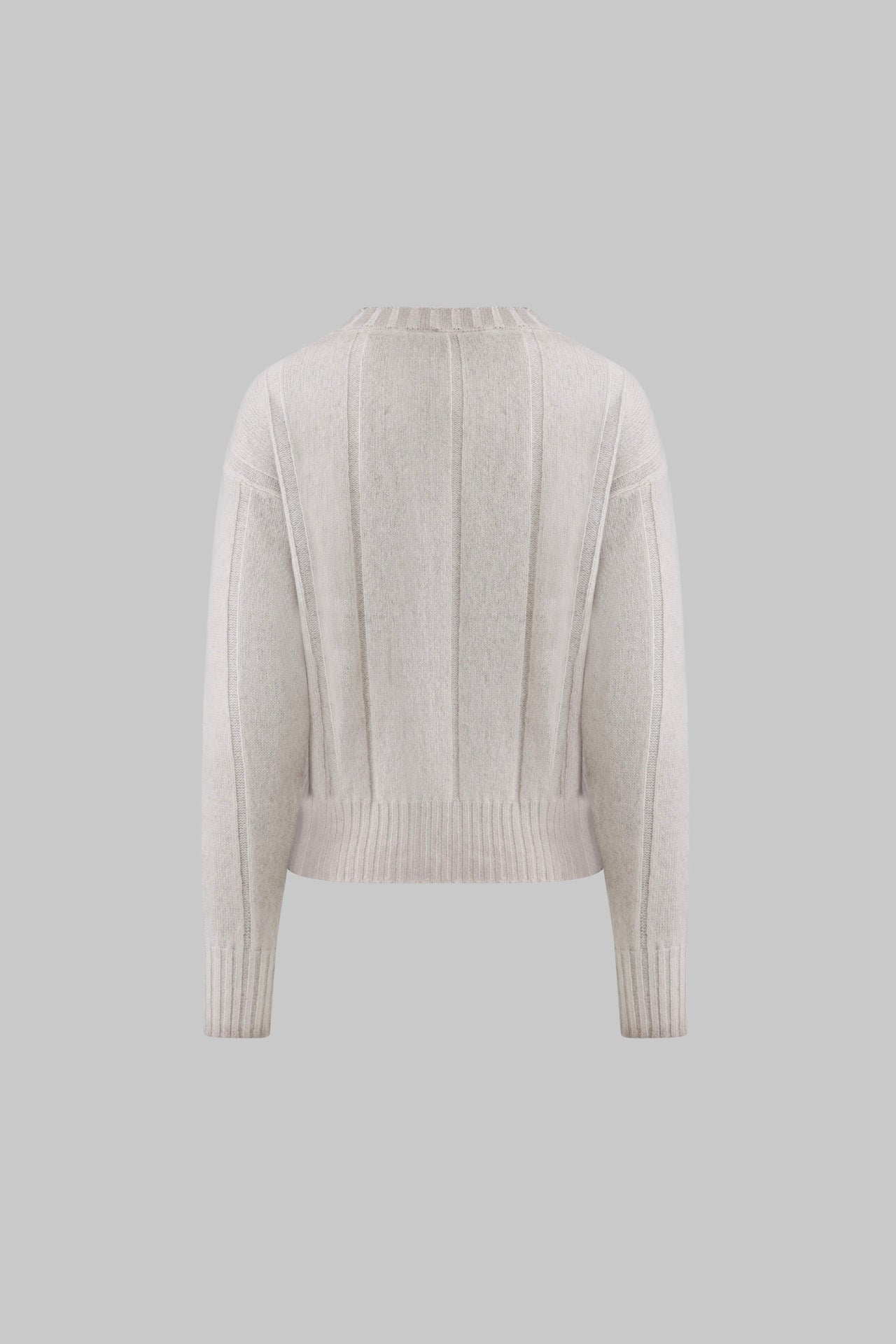 Maglia girocollo in lana e cashmere a coste larghe stone - washed - Eufonia