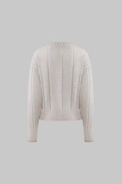 Maglia girocollo in lana e cashmere a coste larghe stone - washed - Eufonia
