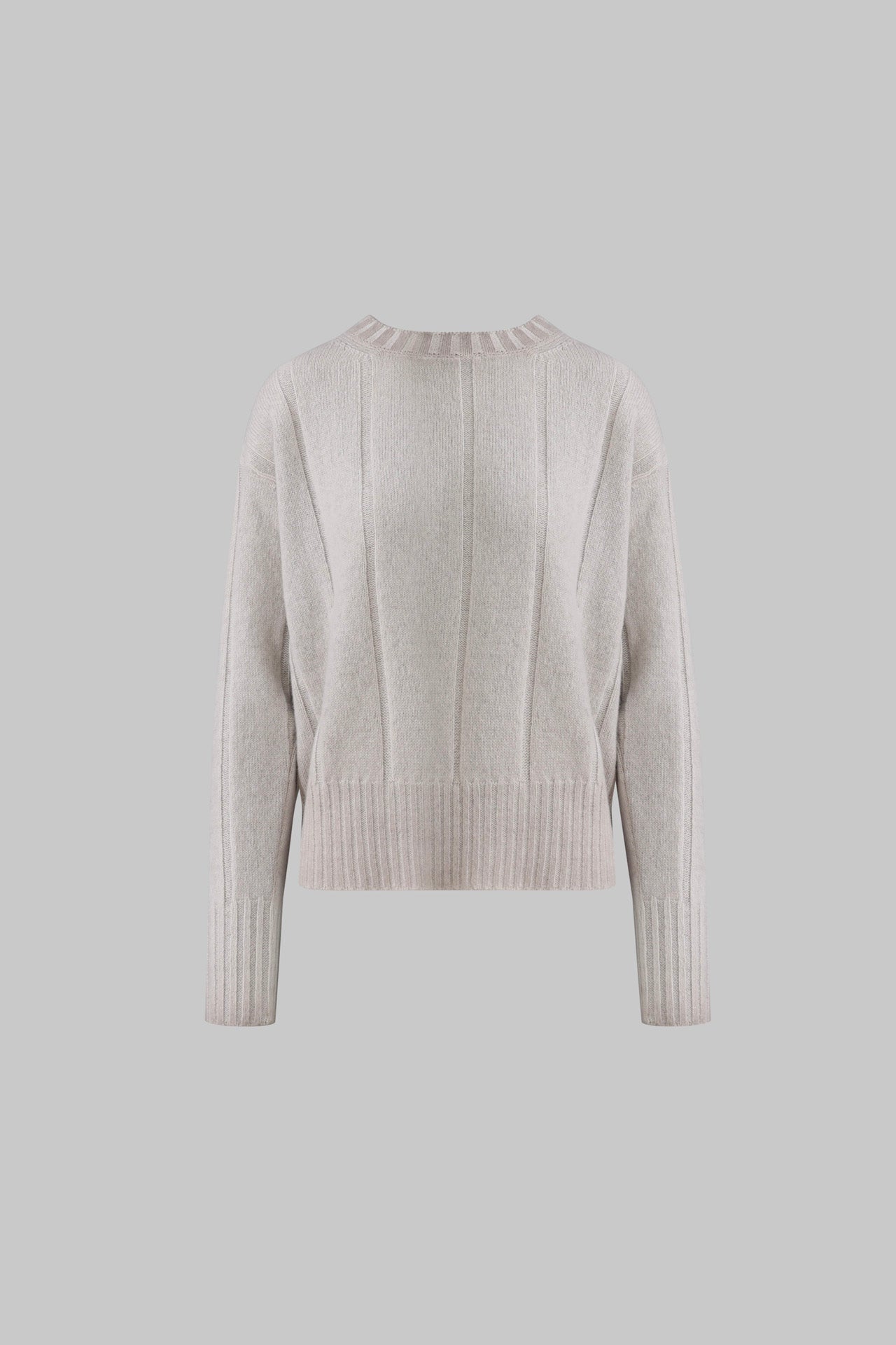Maglia girocollo in lana e cashmere a coste larghe stone - washed - Eufonia