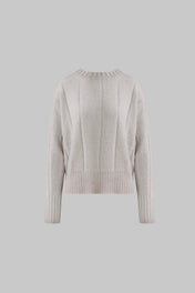Maglia girocollo in lana e cashmere a coste larghe stone - washed - Eufonia
