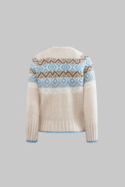 Maglia girocollo jacquard in alpaca baby suri e mohair con motivo norvegese - Eufonia