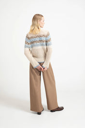 Maglia girocollo jacquard in lana e mohair con motivo norvegese - Eufonia