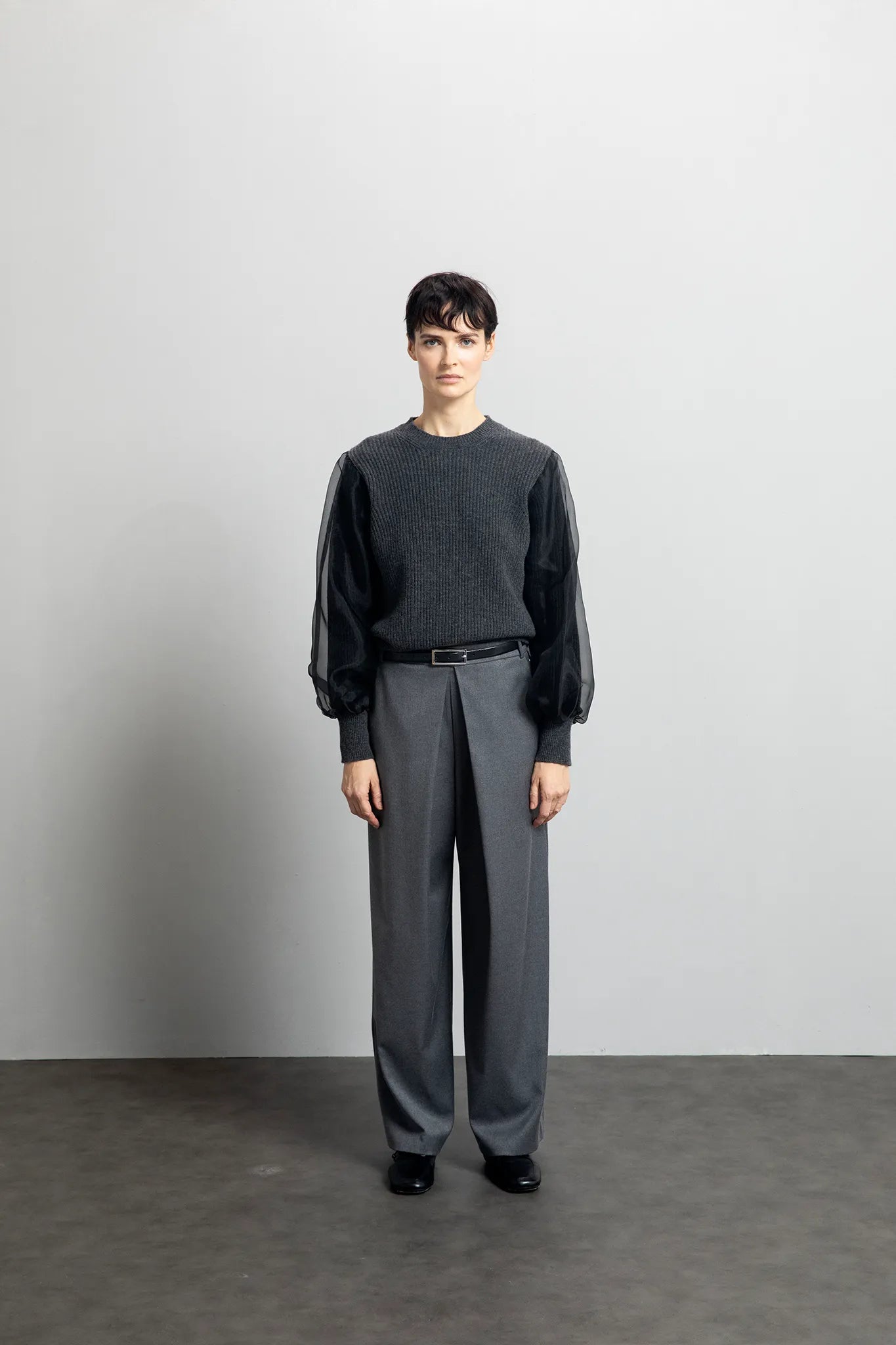 Maglia in lana e cashmere con maniche in organza - Eufonia