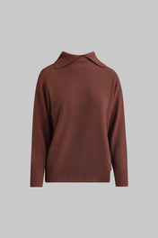 Maglia in pura lana con collo reversibile color cioccolato - Eufonia