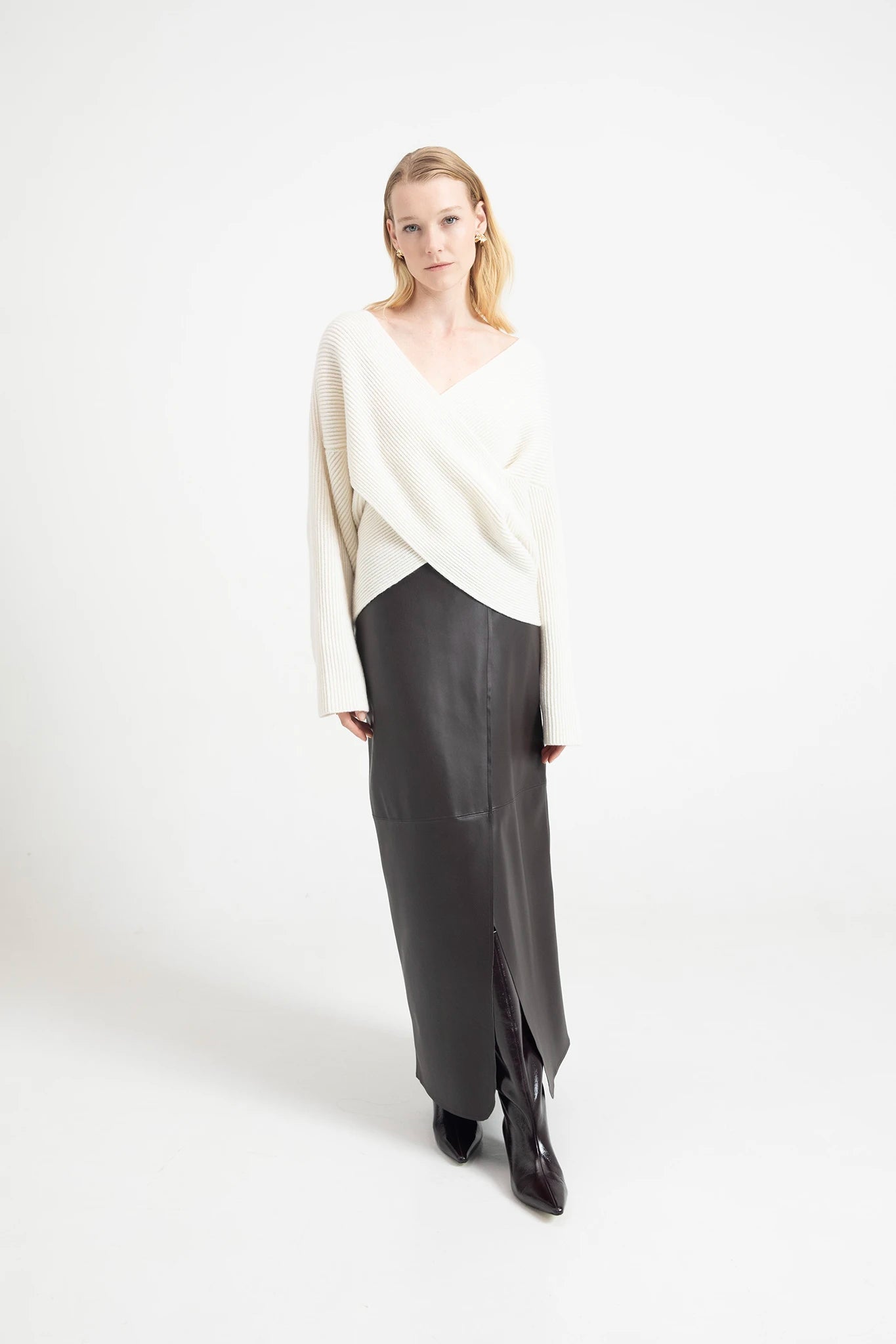 Maglia incrociata a coste in lana e cashmere - Eufonia