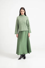 Maglia over collo in piedi in filato effetto spazzolato