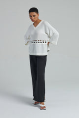 Maglia over con treccia traforata