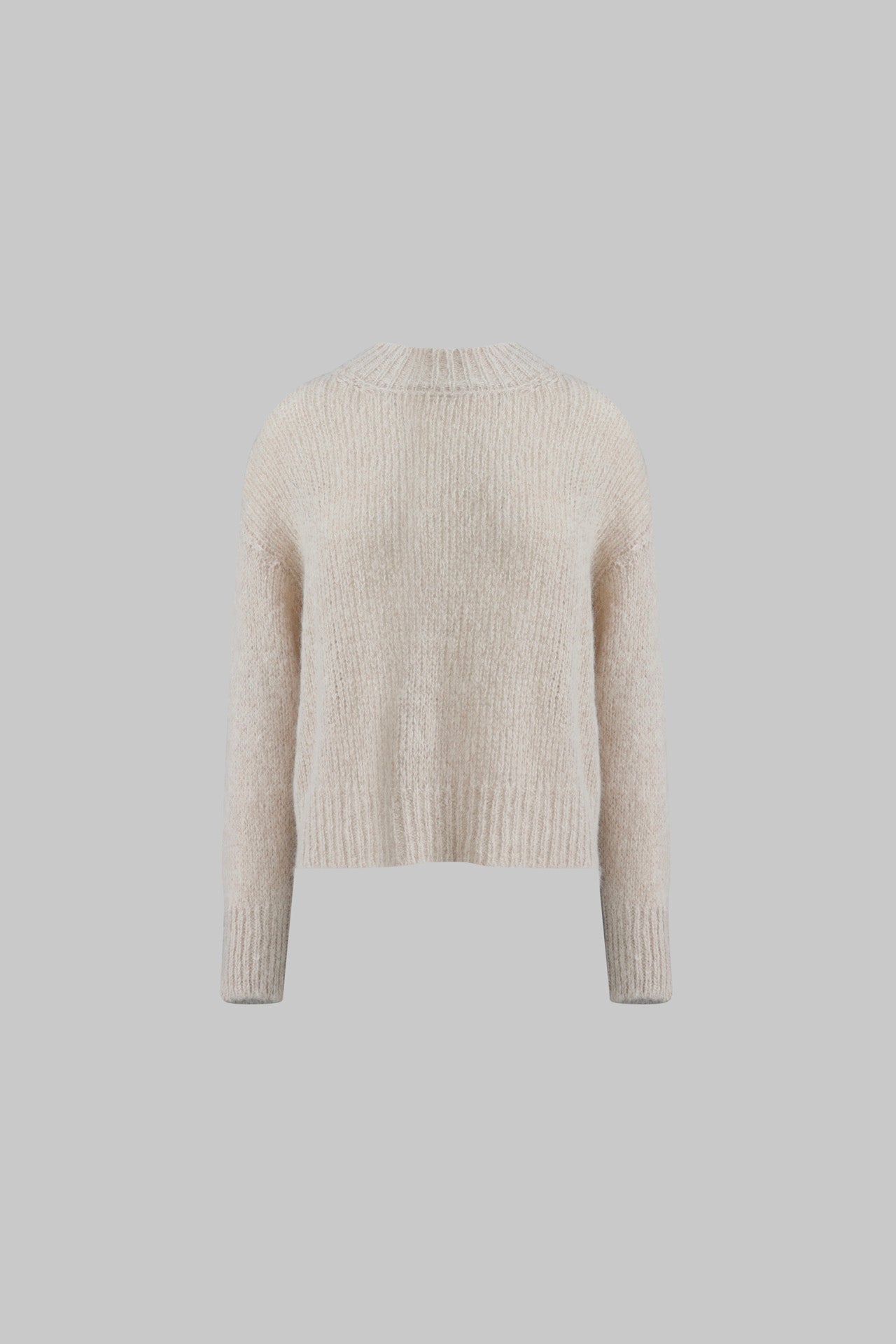 Maglia paricollo boxy in alpaca superfine color sesamo - Eufonia