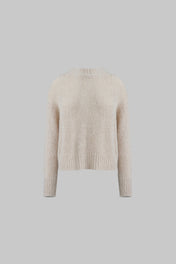 Maglia paricollo boxy in alpaca superfine color sesamo - Eufonia
