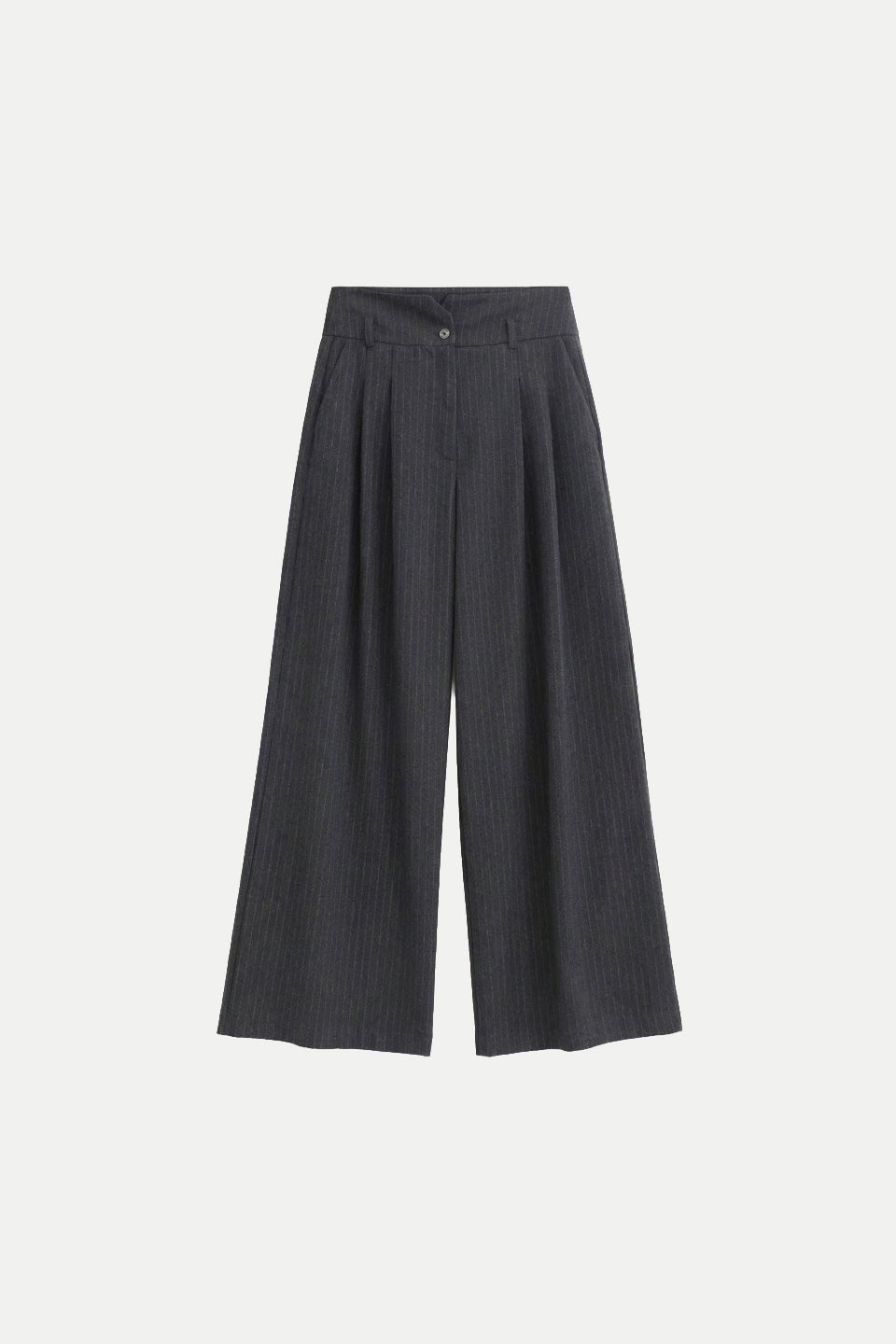 Pantalone ampio gessato con dettaglio in vita - Eufonia