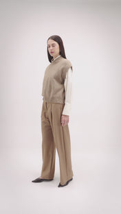 V-neck vest in brushed-effect yarn