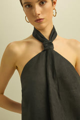 Top in lino con foulard