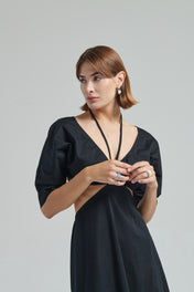Abito midi in popeline cut-out - Eufonia